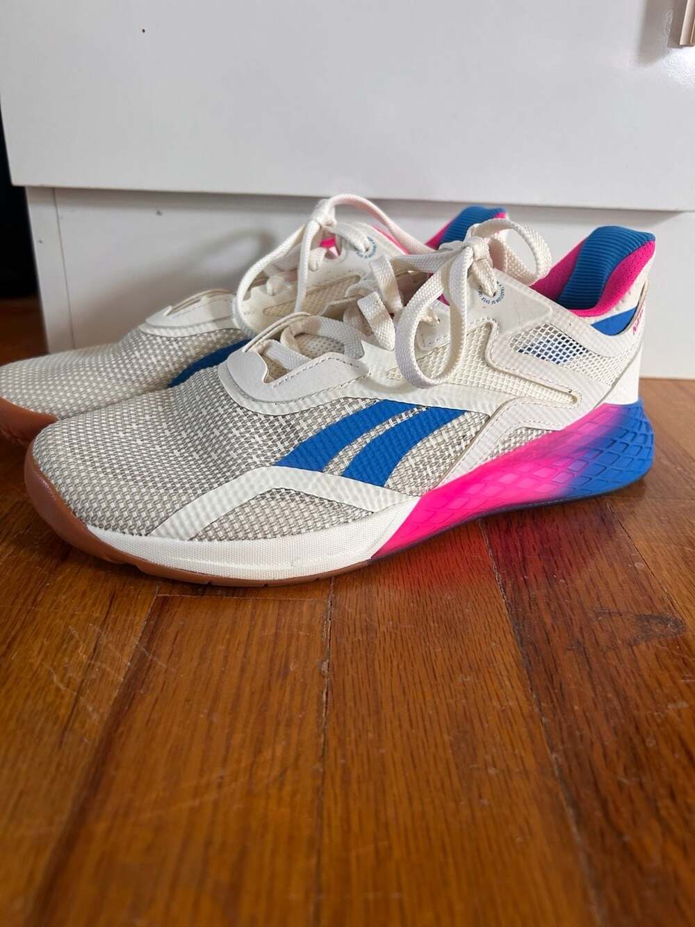 Reebok Nano X Women's Training Shoes in White Proud Pink Blue - Picture 3 of 7